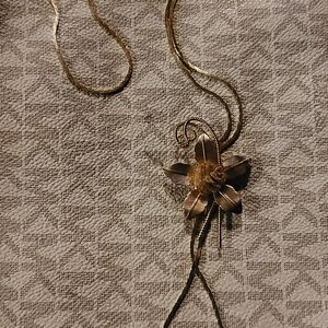✨ Vintage 80s Gold Plated Floral Slider Necklace / Bolo Tie ✨